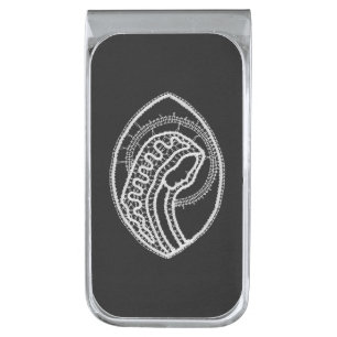 Catholic Blessed Virgin Mary White Lace on Black Silver Finish Money Clip