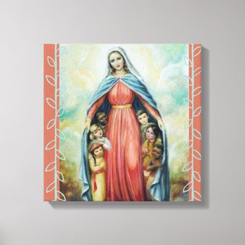 Catholic Blessed Virgin Mary with Children Canvas Print