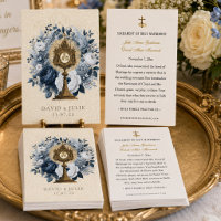 Catholic Blue Floral Monstrance Wedding Holy Card