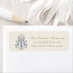 Catholic Blue Marian Monogram Label