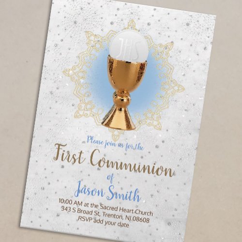 catholic boy first communion chalice host