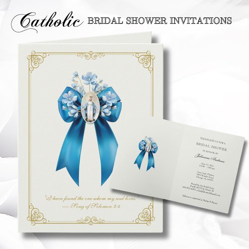 Catholic Bridal Shower Blessed Mother Mary Floral Invitation