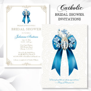 Catholic Bridal Shower Blessed  Mother Mary Invitation