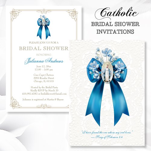 Catholic Bridal Shower Blessed  Mother Mary Invitation