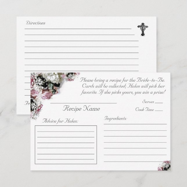Catholic Bridal Shower Recipe Enclosure Card (Front/Back)