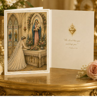 Catholic Bride at Mary's Altar Wedding Thank You Card