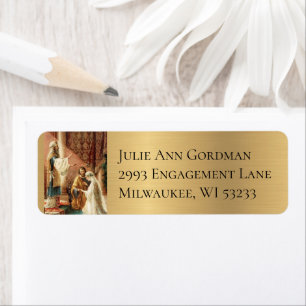 Catholic Bride & Groom Mary Joseph Gold Shimmer Label