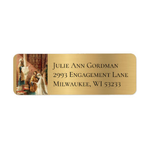 Catholic Bride & Groom Mary Joseph Gold Shimmer Label
