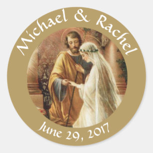 Catholic Bride Groom Wedding Favors Classic Round Sticker
