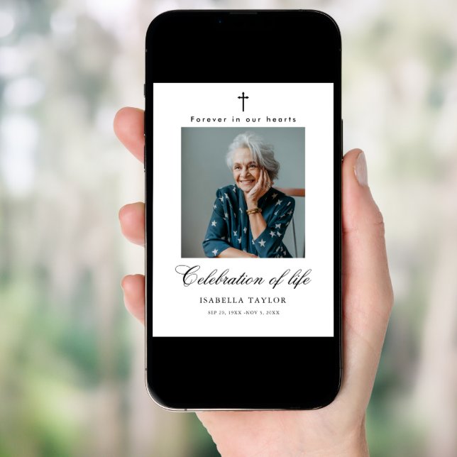 Catholic Celebration of Life Photo Funeral Service Invitation (Front Digital)