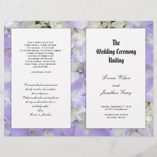 Catholic Ceremony Purple Flowers Program Template