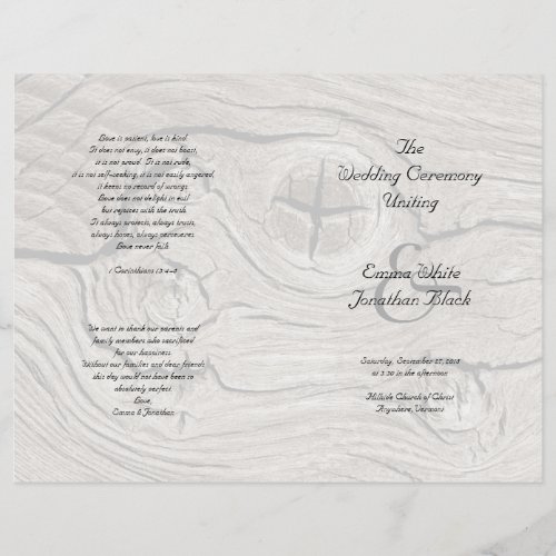 Catholic Ceremony Wood Folded Wedding Program