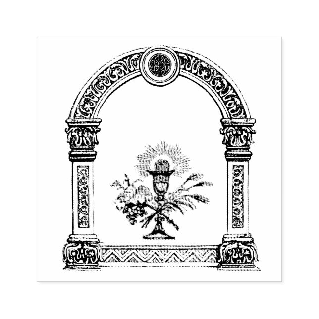 Catholic Chalice Host Saxon Frame Religious Rubber Stamp (Imprint)