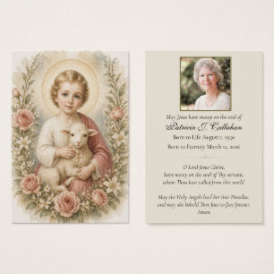 Catholic Child Jesus Lamb Funeral Photo Prayer