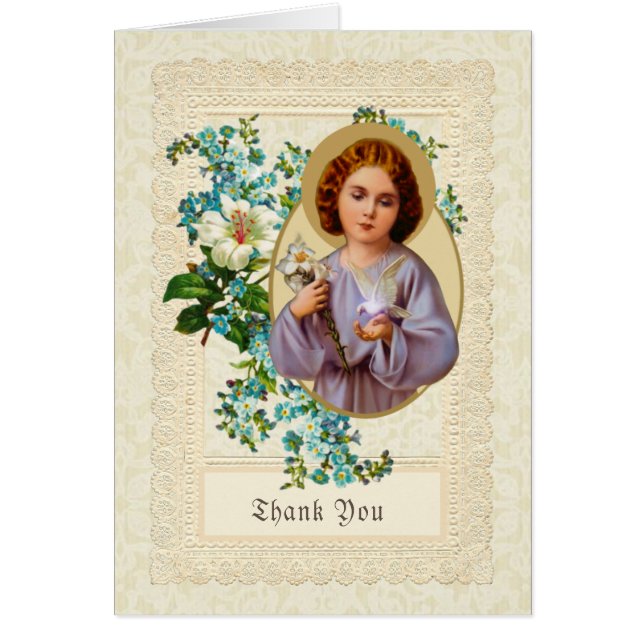 Catholic Child Jesus with Dove  Funeral Thank You (Front)