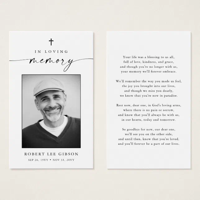 Catholic Christian Funeral Memorial Prayer Card | Zazzle