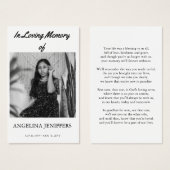 Catholic Christian Funeral Memorial Prayer Card (Front & Back)
