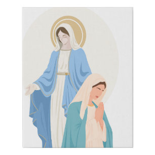 Catholic Christian Mother Mary Prayer Room Gift Faux Canvas Print