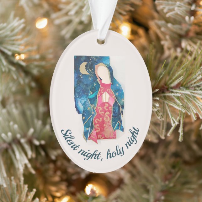 Catholic Christmas 2022 Silent Night Blessed Mary  Ornament (Tree)
