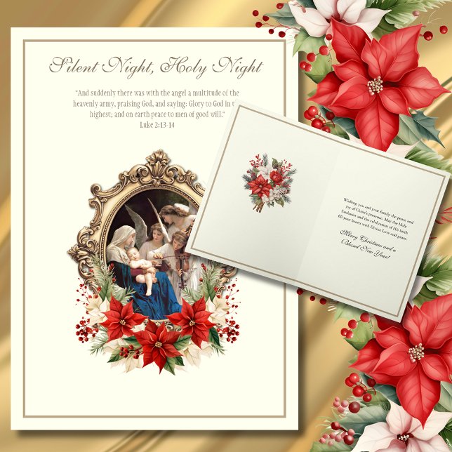 Catholic Christmas Mary Angels playing music Holiday Card (Creator Uploaded)