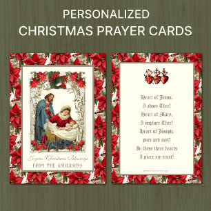 Catholic Christmas Nativity Prayer Three Hearts Business Card