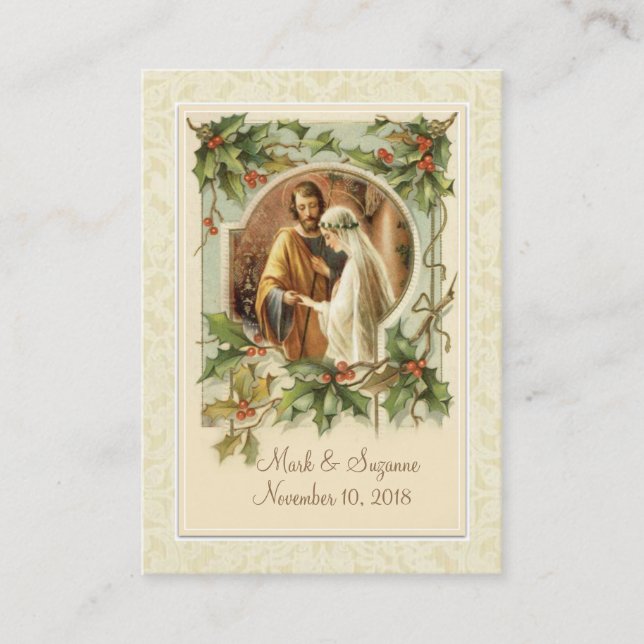 Catholic Christmas Wedding  Mary Joseph Holy Card (Front)