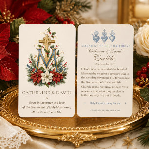 Catholic Christmas Wedding Poinsettia Prayer Business Card