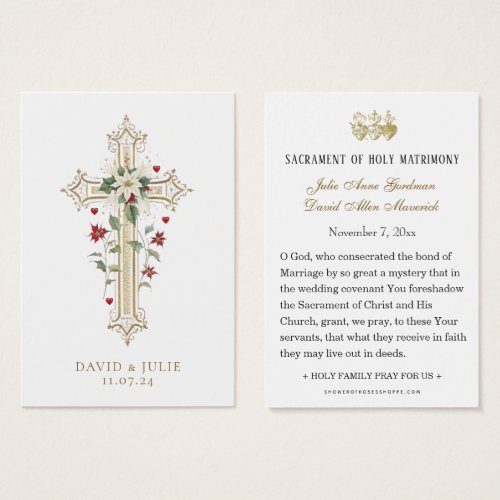 Catholic Christmas Wedding Prayer Holy Card 