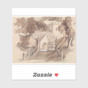 Catholic Church graphite painting Sticker