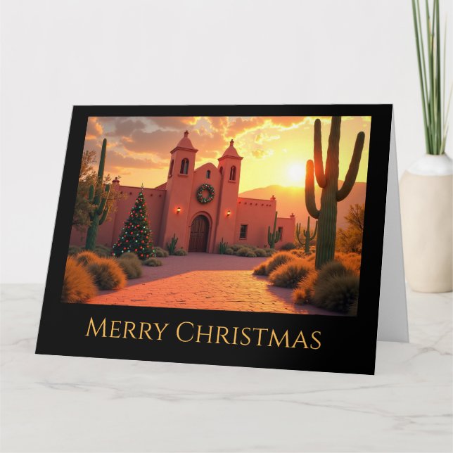 Catholic Church in the Desert on Christmas Day Card (Front)