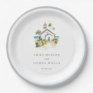 Catholic Church Tropical Wedding Paper Plates