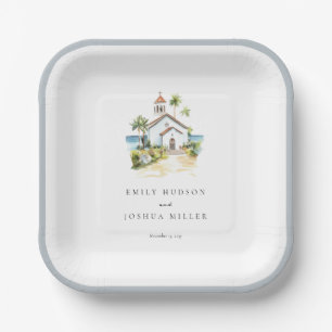 Catholic Church Tropical Wedding Paper Plates