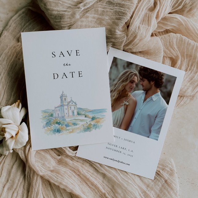 Catholic Church Watercolor Wedding Save The Date (Creator Uploaded)