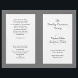 Catholic Church Wedding Ceremony Program Template<br><div class="desc">Dark gray and white wedding ceremony programs with text template areas to accommodate a longer, Catholic ceremony. Black elegant font is printed over white panels on the front and back. Fold in half after receiving which will put the scripture and thank-you message on the back of the program. On the...</div>