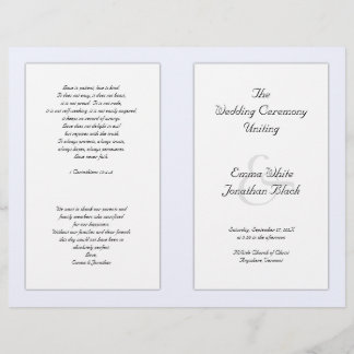 Catholic Church Wedding Ceremony Program Template