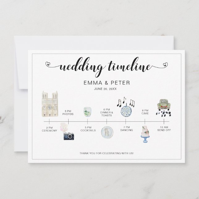 Catholic Church Wedding Day Timeline  Program (Front)