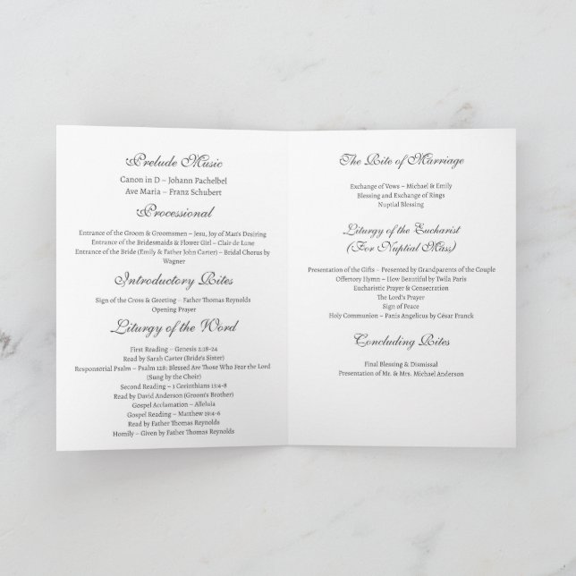 Catholic Church Wedding Program (Inside)
