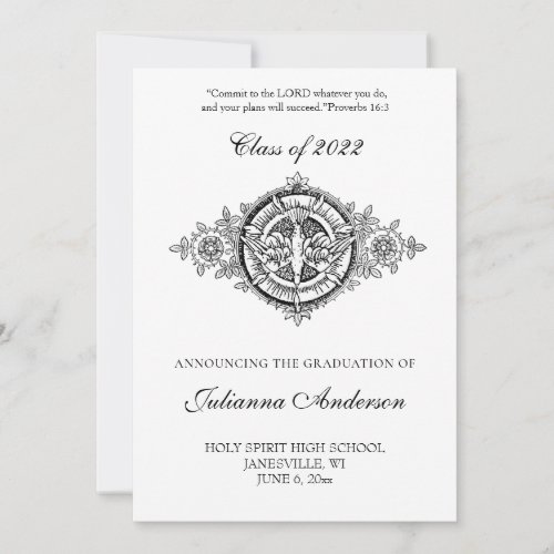 Catholic Classic Elegant Holy Spirit Graduation  Invitation