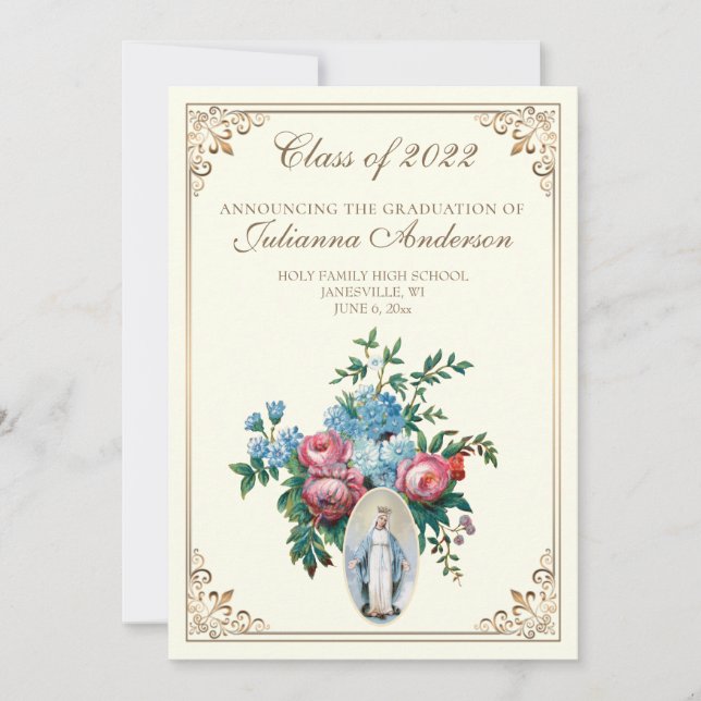 Catholic Classic Elegant Religious Graduation  Invitation (Front)
