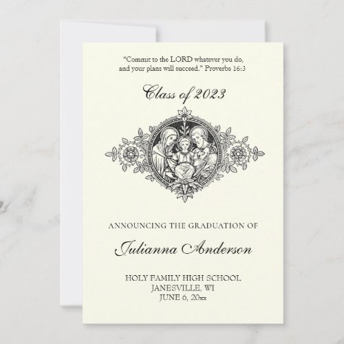 Catholic Classic Elegant Religious Graduation  Invitation