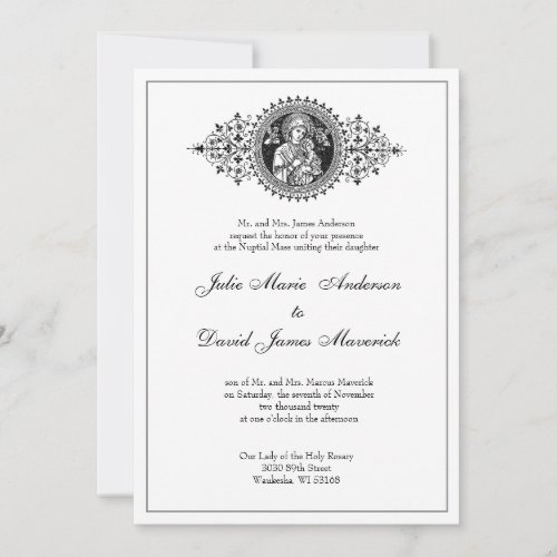 Catholic Classic Elegant Religious Wedding Invitat Invitation
