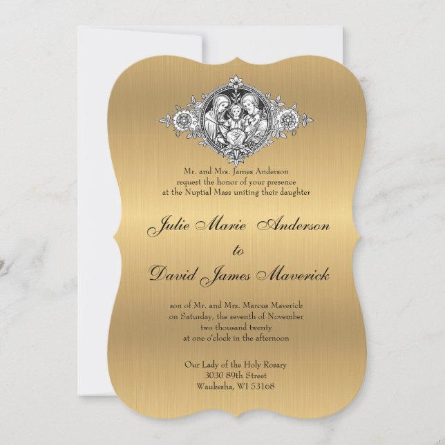 Catholic Classic Elegant Religious Wedding Invitation (Front)