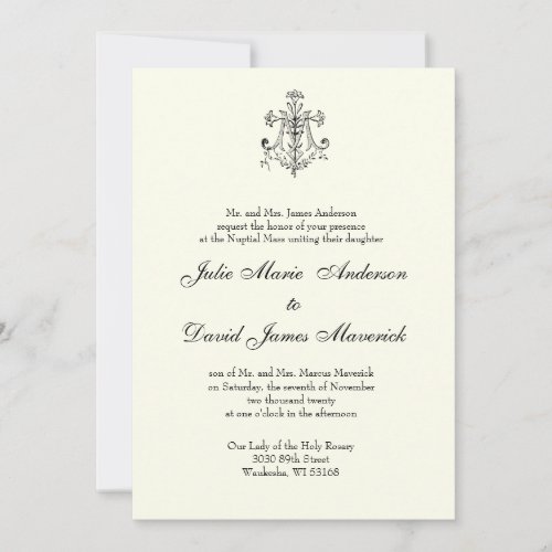 Catholic Classic Elegant Religious Wedding  Invitation