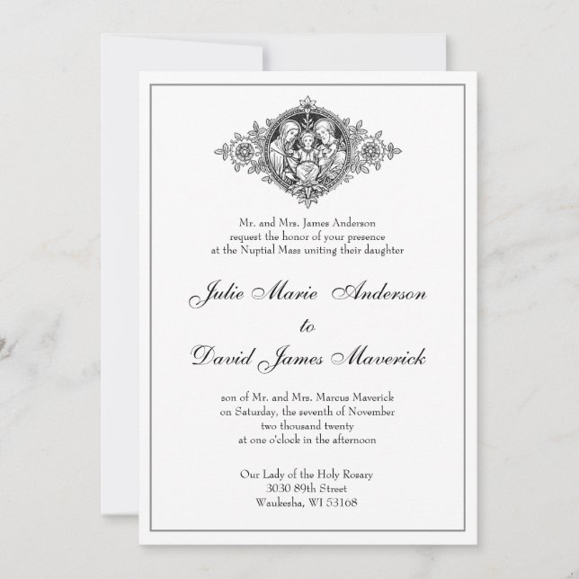 Catholic Classic Elegant Religious Wedding Invitation (Front)