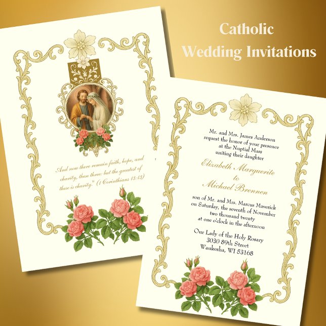 Catholic Classic Elegant Religious Wedding  Invitation (Creator Uploaded)