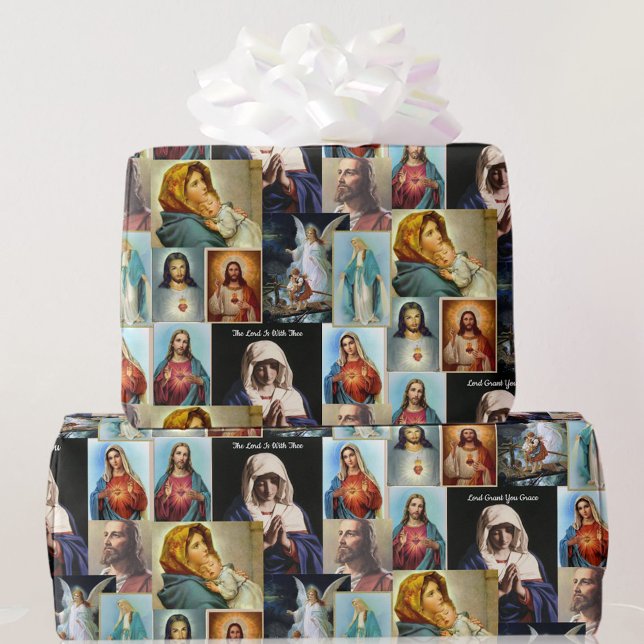 Catholic Classic Images Jesus Mary Angel Prayer Wrapping Paper (Creator Uploaded)