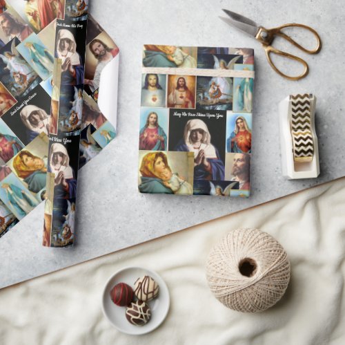 Catholic Classic Images Jesus Mary Angel Prayer Wrapping Paper