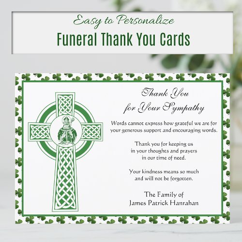  Catholic Condolence Irish St Patrick Shamrocks Thank You Card