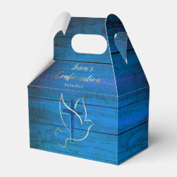 Catholic Confirmation blue wood Favor Box