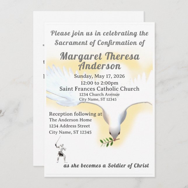 Catholic Confirmation invitation  (Front/Back)